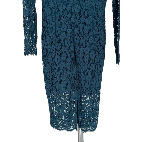 Bardot Midnight Lace Long Sleeve Midi Dress in Ash Blue NWT size 4 - Picture 9 of 14